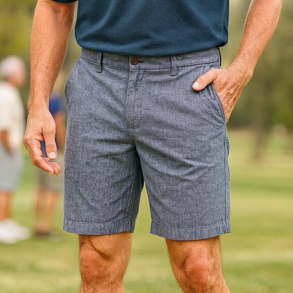 Old Navy Other - Old Navy Men’s 33 Built-Flex Blue Textured Chino Shorts 8" Inseam Preppy Summer